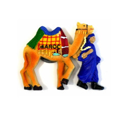 Magnet artisanal Chameau et bédouin en relief 3D (Souvenirs de Maroc/Morocco)