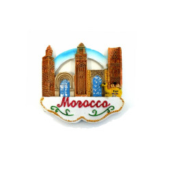 Magnet artisanal de Monuments célèbres et Mosquées en relief 3D - Souvenir du Maroc -...