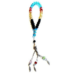 Sabha de luxe pour femmes - Chapelet 33 perles cristal multicolore avec décorations...