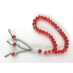 Chapelet de luxe à 33 perles en cristal de couleur rouge