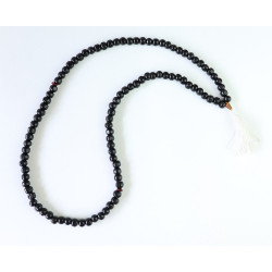 Chapelet (Misbaha) à 99 perles en bois traditionnel fait main peint en noir (35 cm)