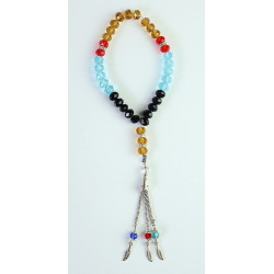 Chapelet (Sebhat) de luxe à 33 perles en cristal multicolore