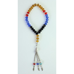 Chapelet (Sebha musulmane) de luxe à 33 perles en cristal multicolore