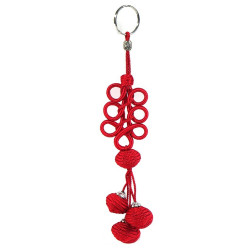 Pendentif décoratif / Porte-clés artisanal en sabra avec pompons - Rouge