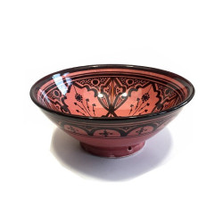 Large Salad bowl / Deep dish in painted pottery and decorated in red color