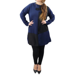 Tunique bicolore noir et bleu