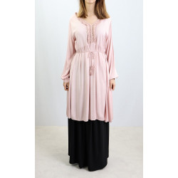 Long bohemian style tunic - Standard size - Pale Pink color